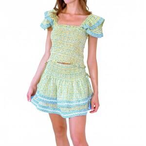 NEW ERICA WILSON daphne cap sleeve top in daffy floral